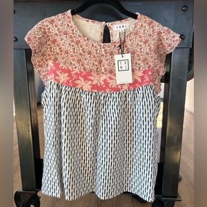 THML - baby doll shirt - pink/black - size m